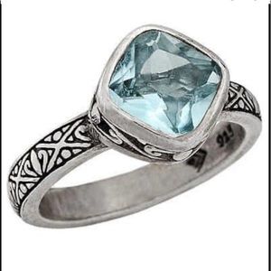 Silpada Sterling Silver & Aqua Frozen Lake Ring R2044 Size 9